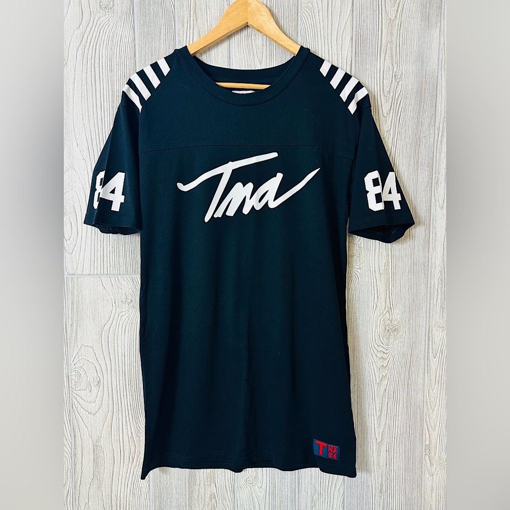 NEW! TNA TSHIRT DRESS TEE Spell Out Varsity Size Small Oversized Women Aritzia